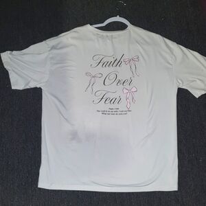 Faith-Based White Short Sleeve Tee with Embroidered Design